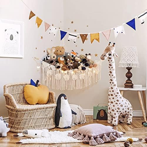 Macrame Stuffed Animal Storage with Star Light, Corner Hammock for Nursery - Image 2