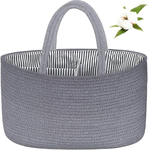 X-Large Baby Diaper Caddy Organizer, Cotton Rope Nursery Storage Basket by ABenkle