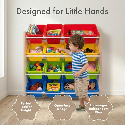 Humble Crew Kids Toy Organizer with 12 Bins, 4 Tier Storage for Playroom - Image 2