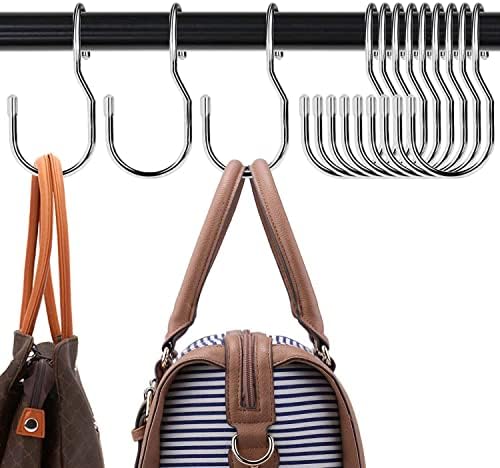 Unique Twist Design Bag Hanger Purse Hooks - 5 Inch Large Size Closet Rod Hooks for Hanging Bags, Purses, Handbags, Belts, Scarves, Hats, Clothes, Pans and Pots (12 Pack) by DHYLRICHER