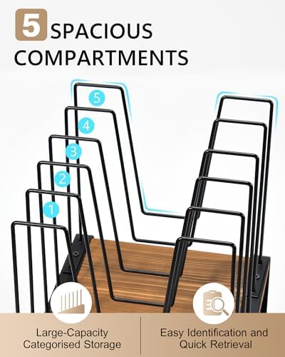 HULISEN 2 Pack Desk File Organizer, 5-Section Desktop File Folder Holder - Image 5