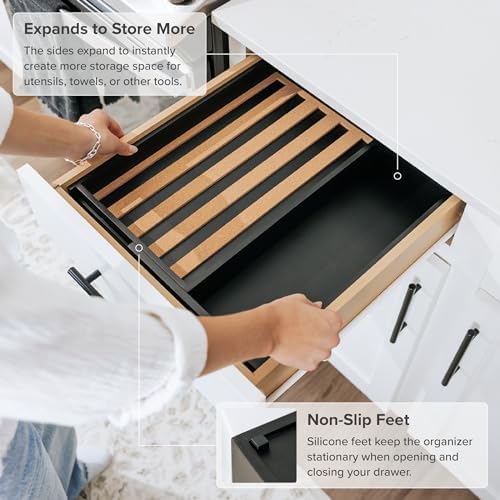 KitchenEdge Expandable Spice Drawer Organizer, Black Bamboo - Image 5