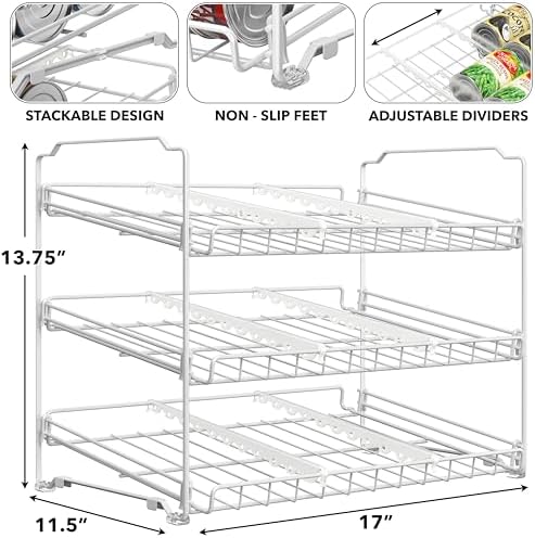 Simple Houseware 3-Tier Stackable Can Organizer Rack Hold 36 Cans, White - Image 3