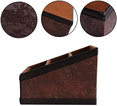 2 Pack PU Leather Remote Control Holder Storage Container for TV Remote Phone Caddy Eyeglasses（Brown） - Image 3