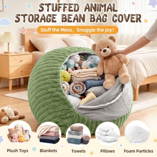 Bean Bag Cover No Filler Stuffed Animal Storage Bean Bag Chair Cover - Image 4