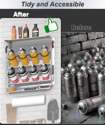 Spray Can Holder, Garage Paint Bottle Organizer Wall Mount, White - Image 6