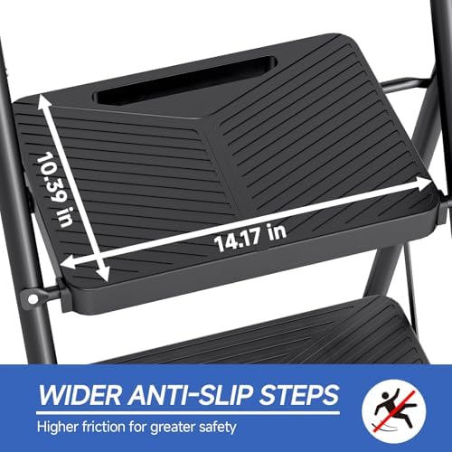 KINGRACK 4 Step Ladder, Portable Folding Ladder with Anti-Slip Pedals - Image 3