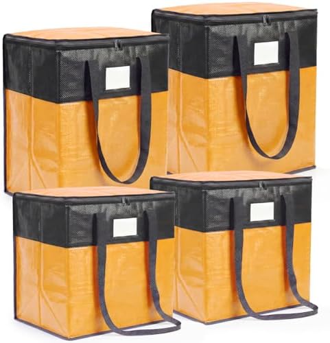 4Pack (110L*2+180L*2) Extra Large Moving Bags Heavy Duty with Wide Comfortable Handles & Strong Zipper, Durable Storage Bags Totes, Reusable Moving Boxes for College Dorm Bedding Space Saving,Yellow by Unknown