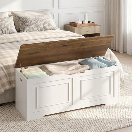 CHOEZON Storage Bench, 47.2" Large Wooden Storage Chest with Safety Hinge - Image 5