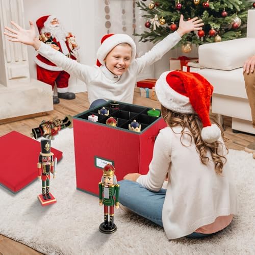 Christmas Nutcracker and Figurine Collectible Storage Box ,Christmas Storage Box with Adjustable Dividers, Holiday Decor Organizer Holds Up to 16’’ Tall Ornaments,Ideal for Nutcrackers and Figurines - Image 2