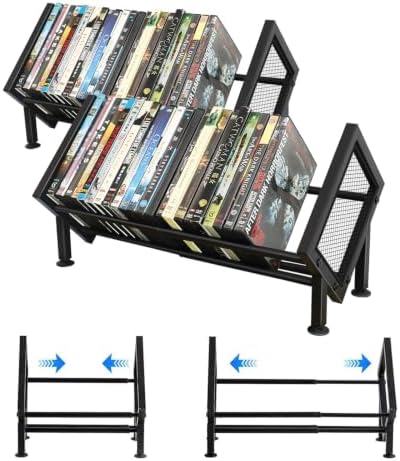 PUTNATRURE DVD Storage Rack, Expandable Game & Blu ray Case Display, 2 Pack by PUTNATRUE