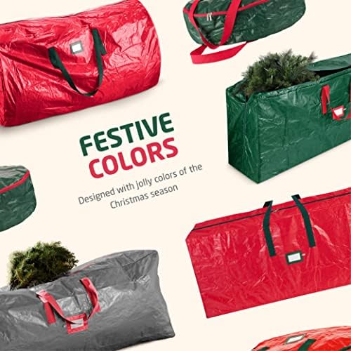 Zober Christmas Tree Storage Bag - Fits 7.5 Ft Artificial Trees - Plastic, Waterproof Christmas Tree Bag For Storage Box For Xmas - Strong, Durable Handles - Label Card Slot - Green - Image 6