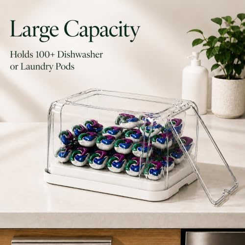 Trash Bag Holder & Dishwasher Pod Dispenser with 2 Bamboo Lid Storage Containers, Clear Acrylic Under Sink Organizer for Garbage Bags, Laundry Detergent Pods & Tabs, Kitchen Pantry Laundry Room - Image 5