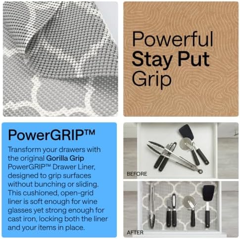 GORILLA GRIP powerGRIP Drawer Shelf and Cabinet Liner, 12"x10', Quatrefoil - Image 3