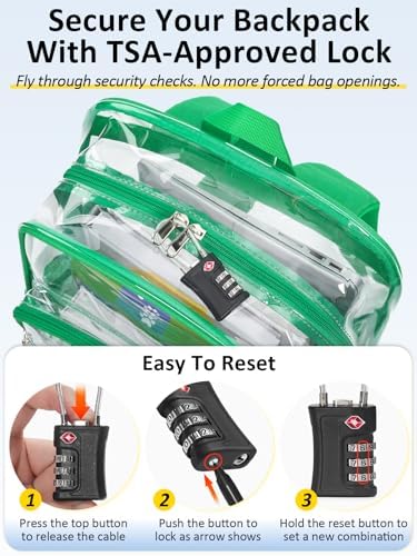 Heavy Duty Clear Backpack With TSA Lock, 18 Inch Large Clear Bookbag - Image 5