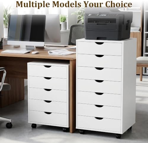 5 Drawer File Cabinet with Wheels, Rolling Printer Stand with Storage - Image 5