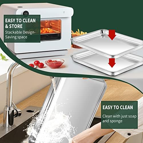 Quarter Sheet Pan with Cooling Rack Set [2 Baking Sheets + 2 Baking Racks], CEKEE Stainless Steel Cookie Sheets for Baking and Wire Rack - Rust & Warp Resistant & Nonstick, Size 12 x 9.8 x 1 Inch - Image 6