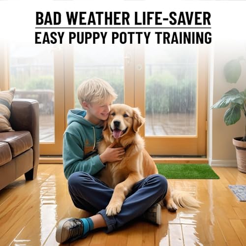 Ottomanson Artificial Grass Puppy Potty Training Pad, 15" x 30" Reusable Pee Pad for Small Pets and Dogs - Image 6