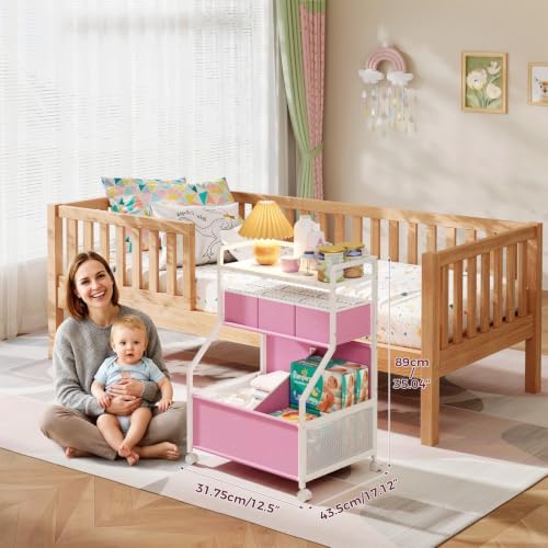 Rolling Diaper Cart with Drawers,Baby Essentials Storage Organizer Station - Image 6