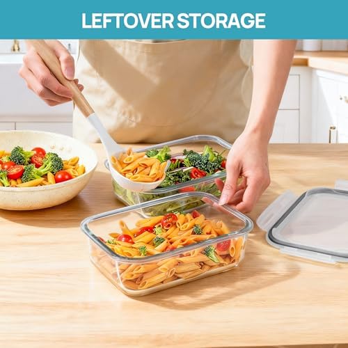 Vtopmart 2Pack 1500ml/50.7oz Large Glass Storage Containers With Lids, Grey - Image 5