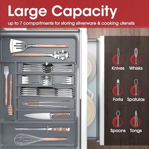 Aujen Silverware Drawer Organizer, Adjustable Utensil Cutlery Tray - Image 3