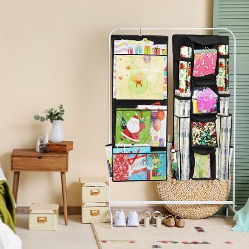 Simple Houseware Double-Sided Hanging Gift Wrap Organizer, Black (Set of 1) - Image 4