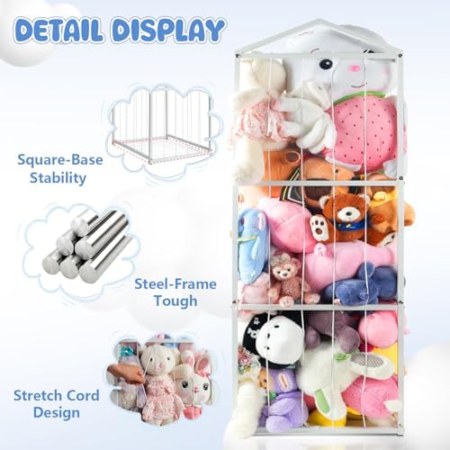 NomNest Metal Stuffed Animal Storage Zoo, Large Stuffy Storage for Kids - Image 2