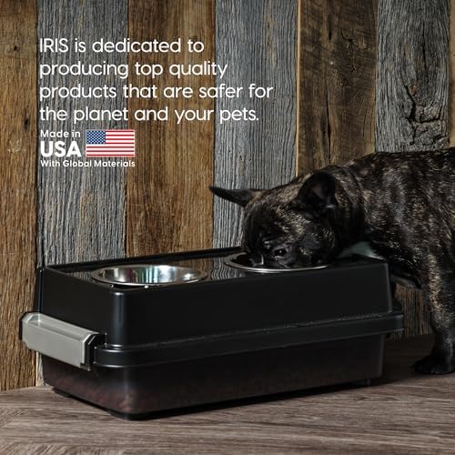 IRIS USA Elevated Dog Bowls 6" H, up to 5 lb Storage, Smoke, Made in USA - Image 4