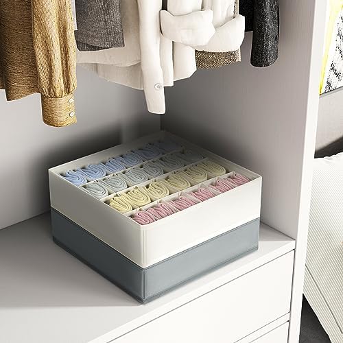 Sock Organizer 4 Pack, 24 Cell Underwear Organizer Foldable Underwear Storage, Sock and Underwear Drawer Organizer for Socks Ties Underwear Belts. (Grey) - Image 7