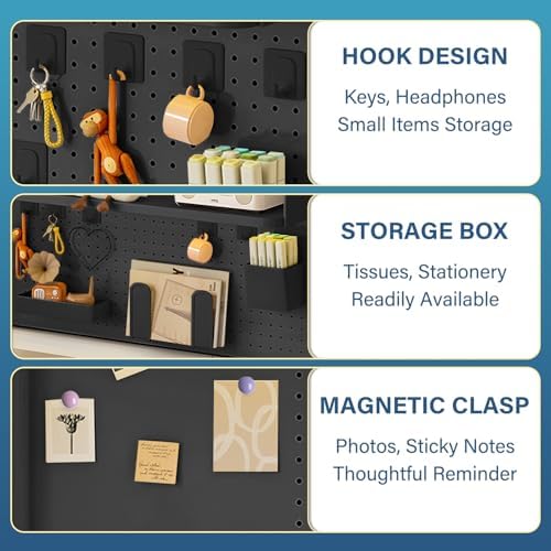 Clamp On Desk Pegboard Shelf, Black, 23.6in - Image 6