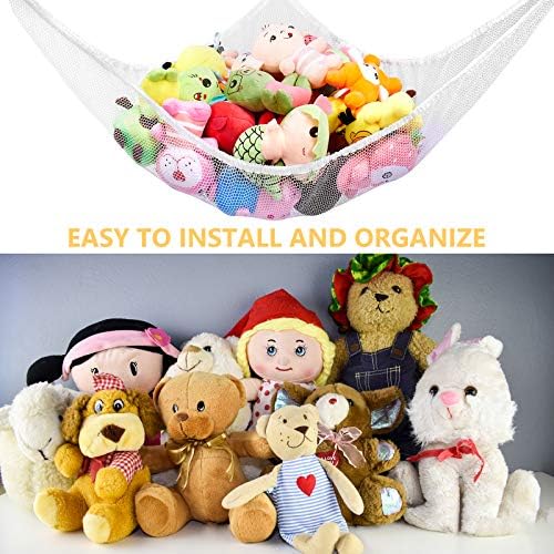 Jumbo Toy Hammock for Stuffed Animals, Extra Large Kids Children Mesh Toy Net Organizer (White 2Pack, 83 Inch) - Image 6