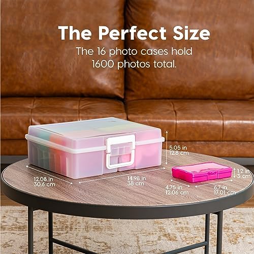 IRIS USA Photo Storage Box |Made in USA| 16 Cases - (2-Pack) - Pearl/Multi - Image 3