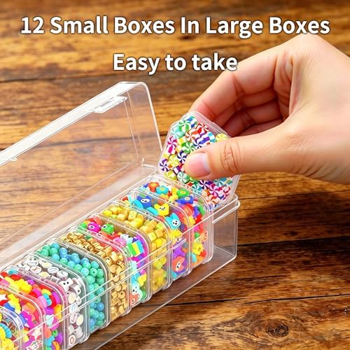 Bead Organizer Box, 13 Pcs Compartments Clear Plastic Storage Containers Set for Bracelet Making DIY, Jewelry, Small Parts - Image 6