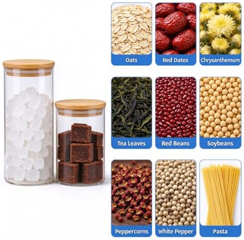 6 Pack Airtight Glass Storage Containers Set for Tea Coffee Pasta Spices - Image 5