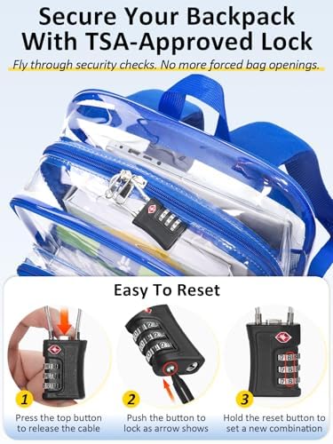 Heavy Duty Clear Backpack With TSA Lock, 18 Inch Large Clear Bookbag - Image 5