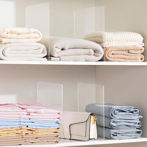 HBlife Acrylic Shelf Dividers for Closet Organization, 6 Pack 12 Inches [Extra Tall Version] Closet Dividers for Shelves, Clear Purse Organizer for Sweater, Shirts, Handbags in Bedroom and Office - Image 5