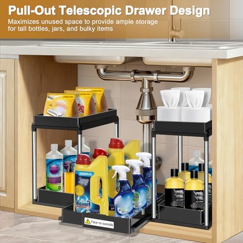 NIUXX Expandable Under Sink Organizer: 2 Tier Under Cabinet Organizer - Image 3