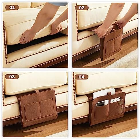 YOUDENOVA Bedside Caddy, Bedside Organizer for Dorm Room, Bunk Bed, Brown - Image 7