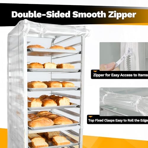 BIEAMA 20 Tier Full Size Bun Rack Cover, Commercial Bakers Racks Cover - Image 3