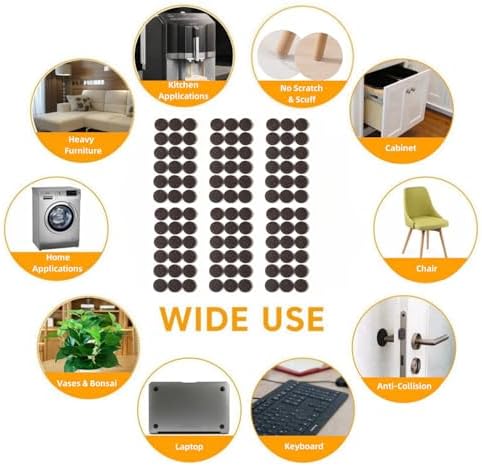 Furnigear Felt Furniture Pads for Hardwood Floors - Self Adhesive Chair Felt Pad, Floor Protector for Furniture Feet, Furniture Sliders Moving Furniture Smoothly, Anti Scratch 108 Pcs 1" Round Brown - Image 5