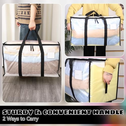8 Pack 93L Extra Large Heavy Duty Clear Moving Bags 200LBS, Black Edges - Image 5