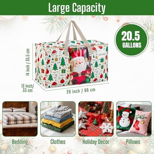 VENO Moving Bags, Christmas Storage Bags, Wide Open Top, Jingle Mix, 4 Pack - Image 4