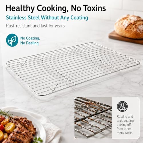 TeamFar Cooling Rack, Silver Stainless Steel Baking Rack for Oven - Image 4