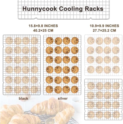 Hunnycook 15.8”×9.8” Cooling Rack - 3P Stainless Steel Baking Rack, Oven Safe Cooling Racks for Cooking and Baking, Silver Roasting Rack & Wire Rack & Cookie Cooling Rack for Roasting, Grilling - Image 2