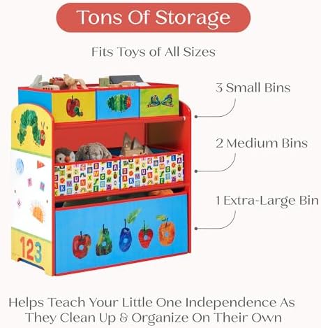 Delta Children - World of Eric Carle, The Very Hungry Caterpillar Design & Store 6 Bin Toy Storage Organizer - Greenguard Gold Certified, Red/Blue - Image 5