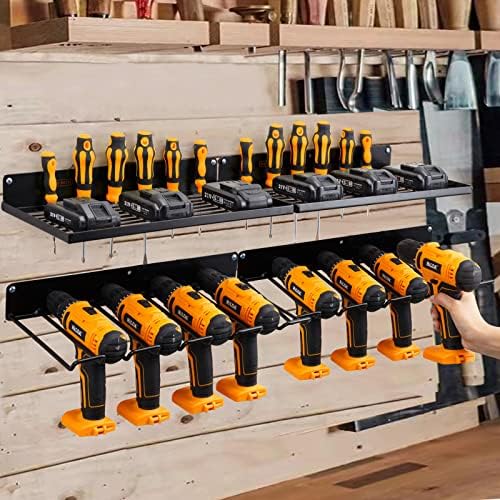 UU-Major Power Tool Organizer with Charging Station,Drill Holder Wall Mount,Garage Storage Shelves for Organization and Storage,Heavy Duty Pegboard Wall Organizer Set Solid Metal Black 2 Pack 4 Set… - Image 2