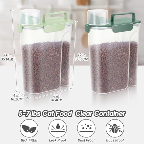 LEAWALK 5-7Lbs Airtight Dog Cat Food Storage Container (Green+Dark Green) - Image 2
