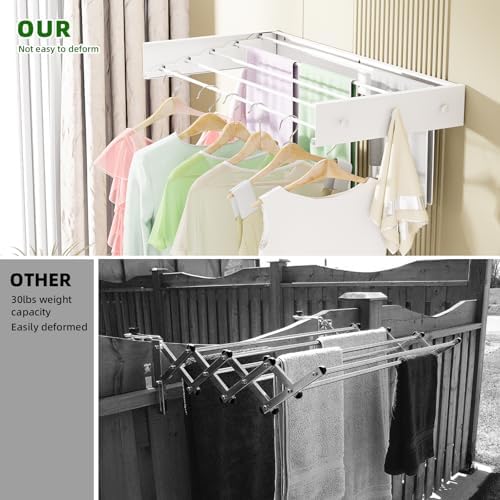 BAKON Wall Mounted Drying Rack 32'', Hidden Clothes Drying Rack for Indoor - Image 4