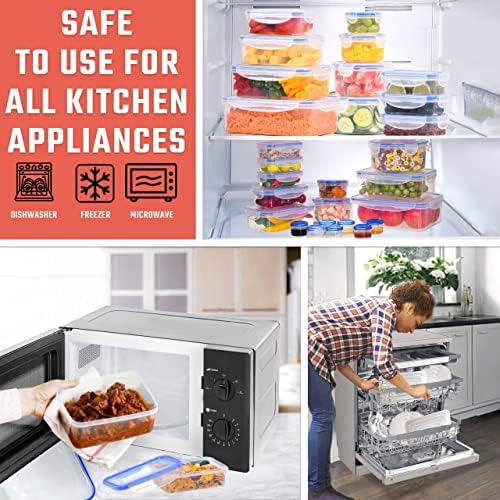 RockBerry 32 Pcs Large Plastic Food storage containers-85 oz to Sauces Box Stackable Kitchen storage bowls sets-BPA Free Leak proof with lids airtight-Microwave freezer safe lunch boxes - Image 5