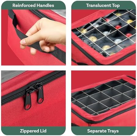 TINY TIM TOTES | Premium | Ornament Organizer | Space Saving | Red and Green (Red) - Image 3